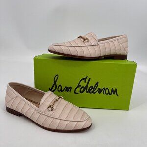 Sam Edelman Loraine Loafer Ivory Size 6.5 Croc Embossed Leather Bit Round Toe
